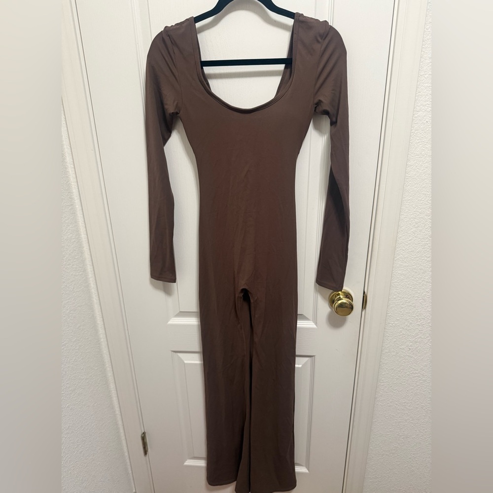 Brown Long Sleeve Jumpsuit